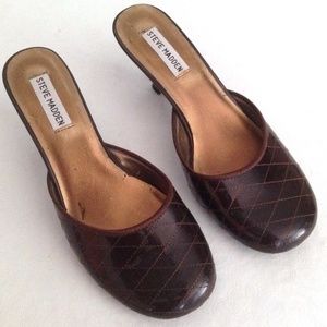 Steve Madden Round Toe Quilted Brown Patent Leather Low Heels 8.5 (3 for $25)